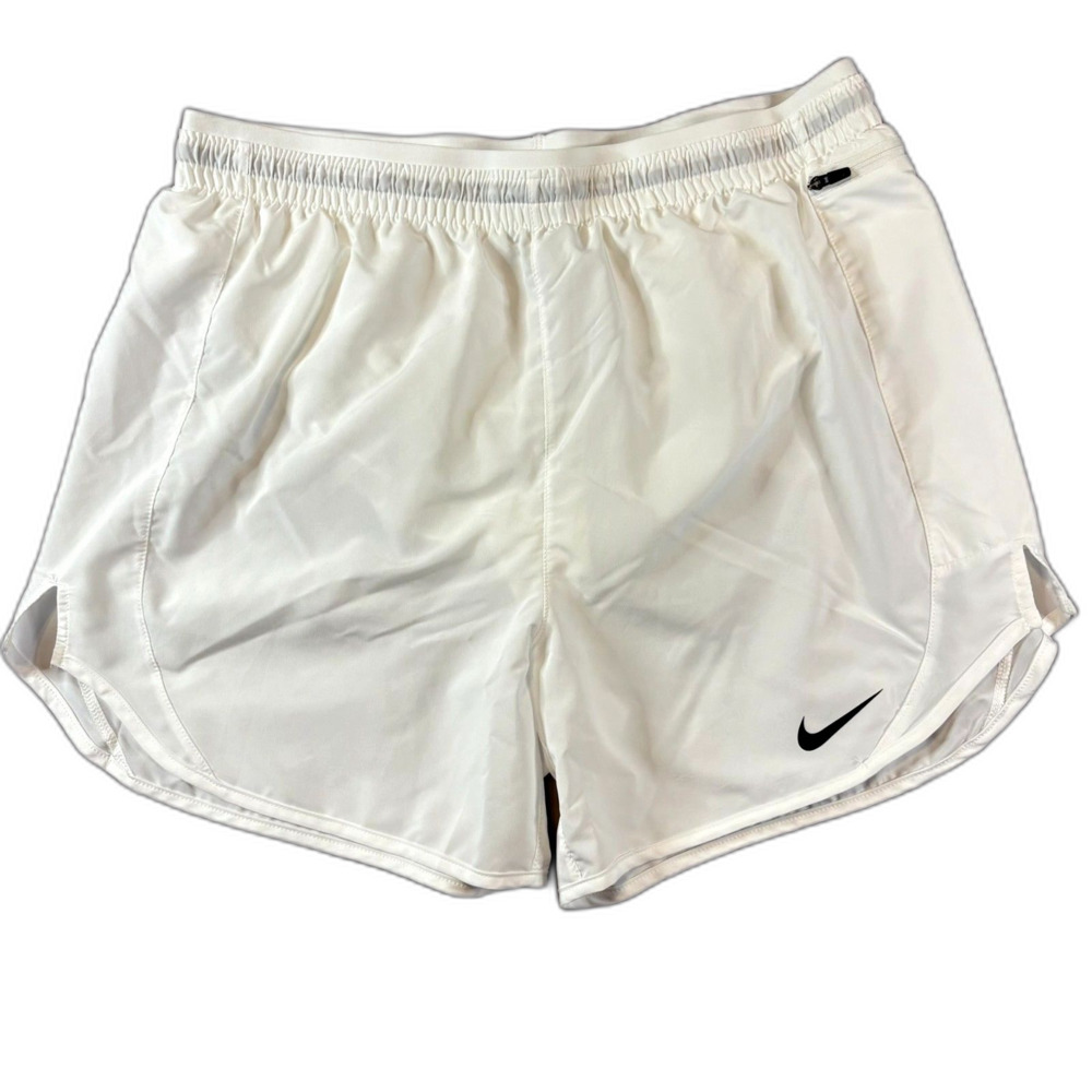 Nike White Athletic Women's Shorts with Black Swoosh